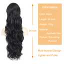 KETHBE Ponytail Extension,24 inch Drawstring Ponytail Hair Extensions,Long Body Wave Synthetic Pony Tails Hair Pieces for Daily Use (Black)
