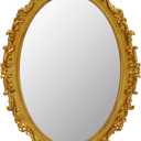 Vintage Decorative Gold Framed Mirror, Small Oval Wall Hanging Mirror -Small- 9.6" W x 14.3" L (Gold)