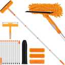 152'' Window Cleaning Kit, 2 in 1 Window Squeegee with Extension Poles, Window Cleaner Tools for Indoor/Outdoor High Window, Car, Glass