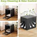 Outdoor Cat House Weatherproof, Resin Cat Houses for Outdoor Indoor Cats, Cat Box Enclosure, Easy to Assemble & Clean, Black