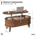 LYNCOHOME Fluted Lift Top Coffee Table with Storage,Modern Oval Coffee Table for Living Room or Home OfficeWalnut