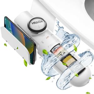 Ultra-Slim Bidet Attachment for Toilet with Filter, Chlorine-Free Fresh Water, pH balance, Non-Electric Bidet Toilet Seat Attachment with Pressure Controls, Dual Nozzles (Frontal/Rear), No Gaps No Leaks (White)