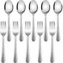 E-far Toddler Forks and Spoons Set, 10-Piece Stainless Steel Toddler Utensils Kids Safe Silverware for Self Feeding, Healthy & Non-Toxic, Dishwasher Safe