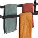 KOKOSIRI Towel Bars Black Bath Towel Holders 24-Inch Bathroom 2-Tiers Ladder Towel Rails Wall Mounted Towels Shelves Rack Stainless Steel, B5008BK-L24