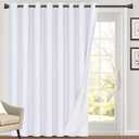 PrinceDeco 100% Blackout Curtains Linen Drapes 108 Inches Long Room Divider Curtains Patio Curtains for Sliding Door Thermal Curtains for Sliding Glass Door,W100 X L108 Inch, Preal White
