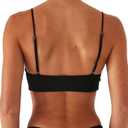 Women's Bikini Top Soild Color Push Up V Neck Bathing Suit Swimsuit Top (Black, M)