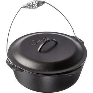 Lodge 9 Quart Pre-Seasoned Cast Iron Dutch Oven with Lid - Wire Bail Handle for Easy Transfer from Cooking Surface to Table - Use in the Oven, on the Stove, on the Grill or over the Campfire - Black