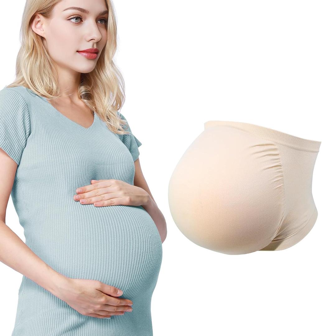 Fake Pregnancy Belly, Fake Pregnant Belly Memory Foam Artificial Baby Bump Costume for Tv Props Big Santa Belly Party, Medium(5-7Months)