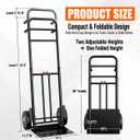 Folding Hand Truck Heavy Duty, 600 LB - 800 LB Moving Dolly Cart, Compact Foldable Alloy Steel Design, Adjustable 47.5"/51.5", 8" Solid Rubber Wheels, Ideal for Warehouse, Home, Office, Small Business