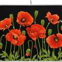 ZzWwR Spring Red Poppy Flowers 16 x 18 Inches Absorbent Dish Drying Mat Microfiber Kitchen Countertop Table Protector MultiPurpose Counter Rack Sink Drainer Pad