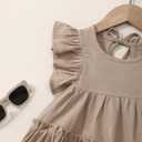 Toddler Baby Girl Dress Summer Cotton Linen Ruffle Halter Sleeveless Kids Casual Beach Party Dresses, 4 Year