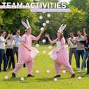 Cuffbow 17 Pcs Easter Bunny Granny Pants Yard Game Sets Granny Pink Pants Ring Toss Poms Inflatable Bunny Ears & Hoops for Adults Easter Family Party Outdoor Activities Lawn Tossing Catching