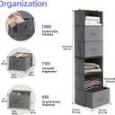 Twira 6-Shelf Hanging Closet Organizer, 2 Separable 3-Shelf Hanging Shelves, Hanging Storage with 3 Removable Drawers 4 Side Pockets, Storage Organizer for Closet, Nursery (Dark Grey)