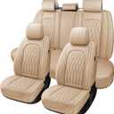 NAPPA Faux Leather Car Seat Cover Full Set, 5Seats,Beige