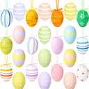 24 Pcs Easter Egg Decorations, Plastic Easter Hanging Ornaments for Trees, Easter Eggs for Indoor Outdoor, Colorful Decorative Eggs for DIY Crafts Party School Office Home Decor Easter Gifts [LNstyle]