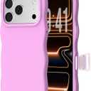 ORNARTO for iPhone 17 Pro Case 6.3", Wavy Liquid Silicone Shockproof Drop Protection Cover with Camera Control Button, Skin-Friendly Microfiber Lining  Cherry Blossom