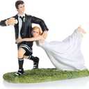 Wedding Cake Topper Funny Bride and Groom Football Figurine