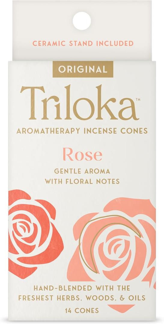 Triloka Incense Cones, Rose, 20 Grams