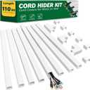 AZEN Cord Hider Kit, 110in Cord Covers for Wires on Wall, Paintable Wire Covers for Cords on Wall, Self-Adhesive Cable Hider Cord Organizer, Wire Hiders, 8X L14in X W0.96in x H0.57in (M-8P)