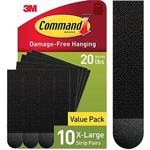 Command 20 lb XL Heavyweight Picture Hanging Strips 10 Pairs (20 Command Strips), Damage-Free Hanging Picture Hangers, Heavy Duty Great for Home Decor, Black Adhesive