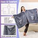 Wearable Heated Blanket Heated Shawl, Electric Throw Blanket with Zipper Design, Hood, Heated Hoodie Blanket with 8 Heat Levels, 1-10H Auto-Off Time Settings, Gift for Family, Friends, 60 * 50"