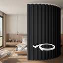 RYB HOME Room Divider Curtains with Flexible Silent Track Wall/Ceiling Mount, Sliding Door Drapes Blackout, Floor to Ceiling Curtains with Hooks for Bedroom/Living Room, Black, W100 x L96, 1 Panel