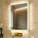 Basenji LED Lighted Medicine Cabinet with Mirror for Bathroom Anti-Fog & Tri- Color Dimmable Lights with Adjustable Shelves Aluminum Alloy Body, Storage Behind Door & Tissue Holder, 20