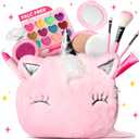 ULOVEME Mica-Based Kids Makeup, Talc Free Real Makeup Kit for Girls with Fluffy Purse - Hypoallergenic Makeup for Sensitive Skin Kids - Non Toxic & Washable - Gift for 5 -8 Years Old Girls Birthday