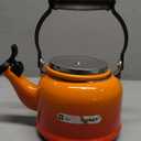 Le Creuset Enamel On Steel Demi Tea Kettle with Metal Finishes, 1.25 qt., Flame (1.3 Quarts)