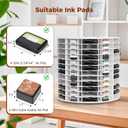 Krafetto Rotating Ink Pad Storage Organizer Rack, 72 Grids for Slim 2-3/4"x4" Ink Pads, 72 Grids for Mini Cube Caddy Ink Pads, Craft Stamp Pad Holder for Desktop