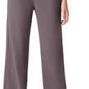 G4Free Women's Straight Leg Pants with Pockets Dressy Casual Yoga Trousers Elastic Waist Comfy Stretch Slack Belt Loops (Small ,Taupe,Regular)