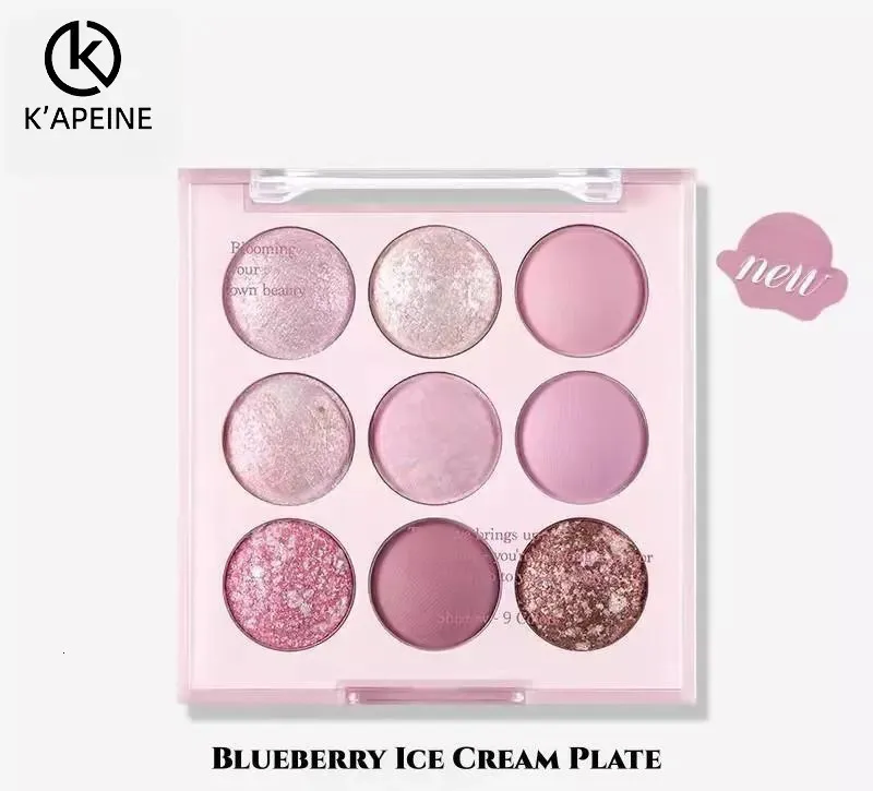 k'apeine Eye Shadow Ice Cream Palette with Glitter Rose and Purple Shades, Waterproof Korean Makeup