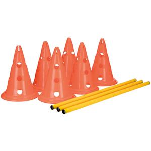 Trixie Dog Agility Hurdle Cone Set Dog Agility Set with Height Adjustable Crossbar for Beginners & Advanced, Dog Agility Equipment for Dog Obstacle Courses 6 x Cones, 3 x Agility Rods