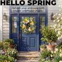 22 Inch Wildflower Wreath for Front Door Outdoor, UV Resistant Spring Wreath with Poppies and Daisies, Waterproof Farmhouse Summer Decor