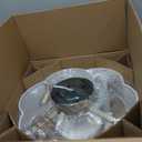 Caged Ceiling Fan with Lights, Flush Mount 20" Boho Ceiling Fans with Lights Remote Control, Low Profile Fabric Bladeless with 6 Speeds for Bedroom, Nursery, Kitchen (White)