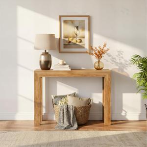 Plank+Beam Modern Solid Wood Console Table, 46 Inch, Sofa Table, Narrow Entryway Table for Hallway, Behind The Couch, Living Room, Foyer, Easy Assembly, Pecan