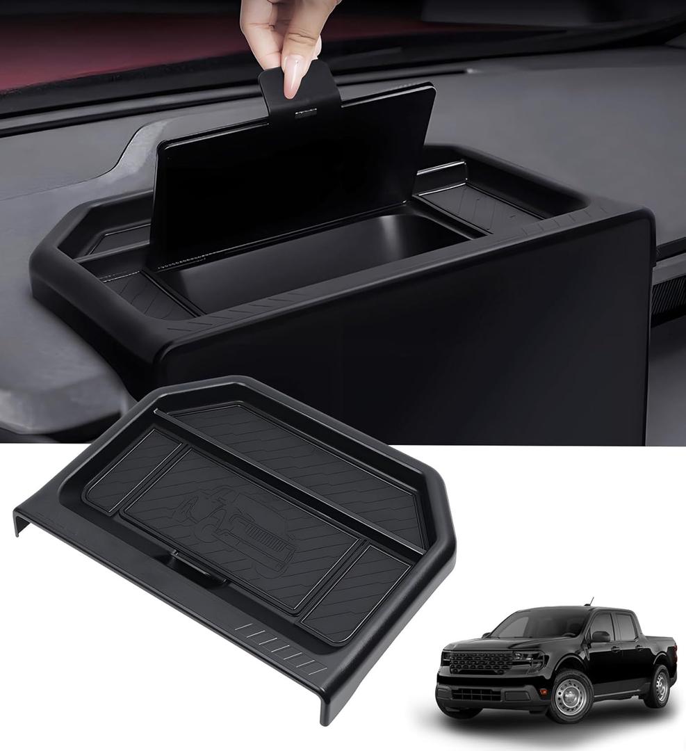 Dashboard Storage Tray Dash Organizer for Ford Maverick 2026 2025 (Only for 13.2 inch Screen), Interior Accessories Center Console Behind Screen Storage Box for 2025-2026 Maverick, Black