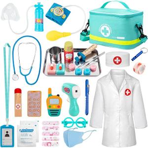 Dishio Doctor Kit for Kids, 34 Pcs Pretend Playset for Toddlers, Doctor kit for Toddlers 3-5, with Medical Bag, Stethoscope and Other Accessories, for Boys and Girls Fun Role Playing Game
