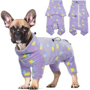 ROZKITCH Dog Fleece Coat, Pet Windproof Warm Cold Weather Jacket Vest with Luminous Zipper, Jumpsuit Apparel Outfit Clothes for Dog, Geometry, L