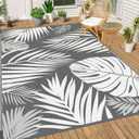 Ogrmar Reversible Mats, Outdoor Rug for Patio, Waterproof Carpet, Plastic Straw Rug for Indoor Outdoor, Floor Mat&Rug for RV Porch Camping Backyard Deck Balcony Beach Trailer (Gray & White, 5 * 8FT)