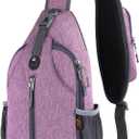 WATERFLY Crossbody Sling Backpack Sling Bag Travel Hiking Chest Bag Daypack (Purple) (Small)