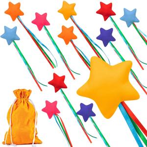 12PCS Star Bean Bags Toss for Kids, Nylon Cornhole Bean Bags for Tossing with 1 Carry Bag, Colorful Bean Bag with Ribbons for Cornhole Toss Game Set, Party, Carnival Game, Outdoor Toy Supplies