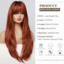 Esmee Long Straight Auburn Natural Synthetic Hair Layered Wigs for Women with Dark Roots for Daily Party Use-24 Inches