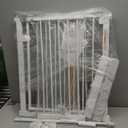 WAOWAO Triple Lock Baby Gate Extra Wide 57.87-62.59" Pressure Mounted Walk Through Swing Auto Close Safety White Metal Dog Pet Puppy Cat for Stairs,Doorways,Kitchen