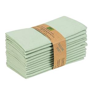 85% Cotton 15% Linen Dinner Cloth Set of 12 Napkins for Everyday Use Over Sized Easter Special Mitered Corners Napkins, Pre Shrunk Good Absorbency Ultra Soft Quality 18x18 in(Sage), Missing pcs