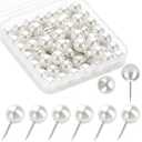 60 Pcs Push Pins, Thumb Tacks for Decorative Wall, Pearl White Thumbtacks for Bulletin Board Corkboard Map Calendar Photo Home Office
