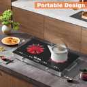 2 Burner Electric Cooktop - 24 Inch(22.2"x 13.1") Portable Electric Stove Top 110V, 2000W Countertop Two Burner Stove, Child Lock, Timer, Touch and Knob Control, 110V Plug in