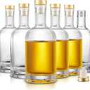 Mfacoy Set of 6 Clear Glass Bottles, 6 oz, Reusable, T-Top Cap, Perfect for Oil, Vinegar, Kombucha, Beer, Water, Soda, Juices