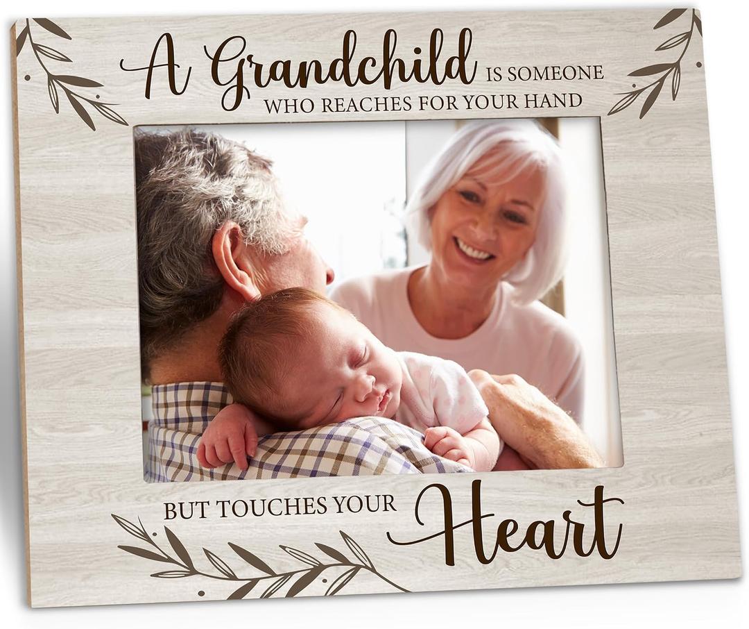 New Grandparent Picture Frame - Grandparents Gifts, First Time Grandparents Gifts, Grandchildren Grandkids 5x7 Picture Frame, Grandma Wooden Picture Frames for Tabletop or Wall Hanging
