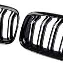 Front Bumper Kidney Grille, Pair Gloss Black Grill Double Line Compatible with 2009-2011 BMW E90 328i 318i 320i 323i 325i 330i 335i